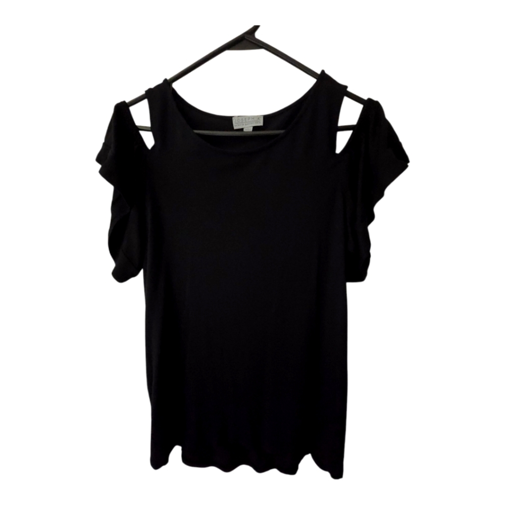 Joseph A. Black top with shoulder openings, M